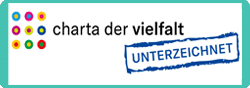 Logo der Organisation "Charta der Vielfalt" mit einem "Unterzeichnet"-Schriftzug